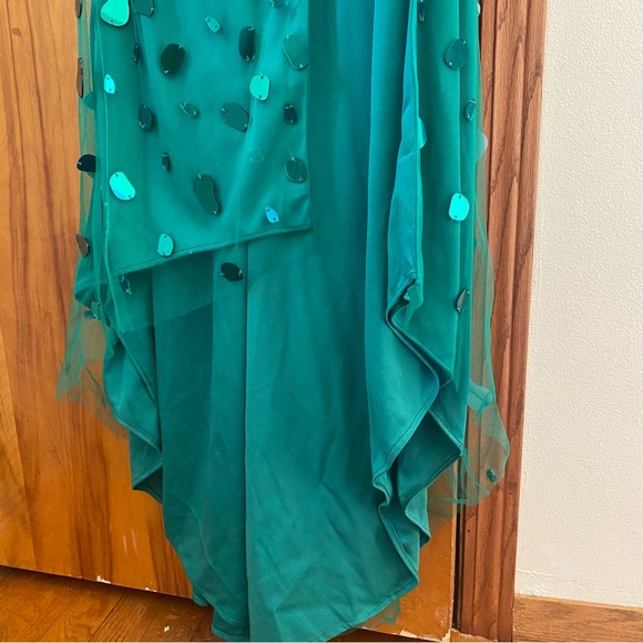 Jovani Emerald green cut glass gown w train Pageant/prom off the shoulder - Picture 11 of 16